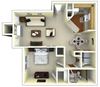 1 Bedroom Floor Plan | Gwinnett Apartments in Norcross GA