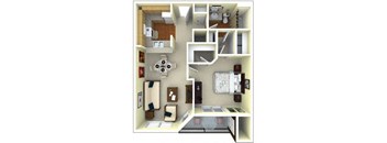 1 Bedroom Floor Plan | Gwinnett Apartments in Norcross GA