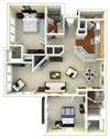 2 Bedroom Floor Plan | Gwinnett Apartments in Norcross GA
