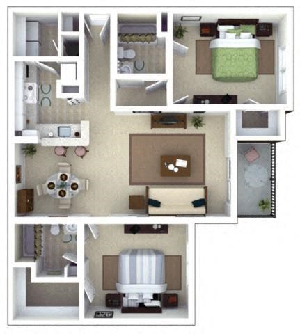 2 bedroom floor plan | Roswell Village Apartments Roswell GA