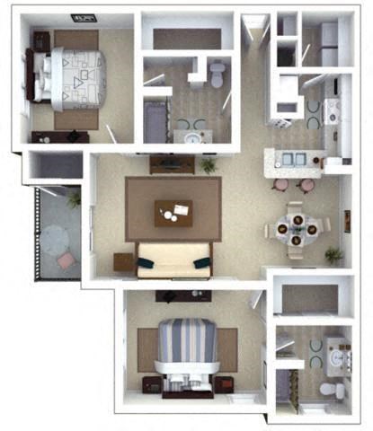 2 bedroom floor plan | Roswell Village Apartments Roswell GA