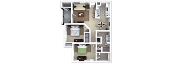 1 bedroom floor plan | Roswell Village Apartments Roswell GA