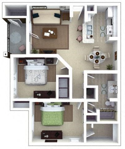 1 bedroom floor plan | Roswell Village Apartments Roswell GA