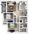 1 bedroom floor plan | Roswell Village Apartments Roswell GA