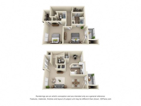 2 bedroom floor plan | Roswell Village Apartments Roswell GA