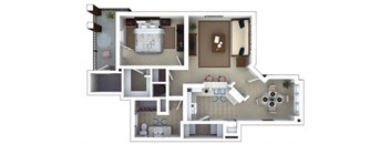 1 bedroom floor plan | Roswell Village Apartments Roswell GA
