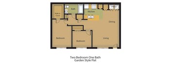 two bedroom one bath townhome apartment 