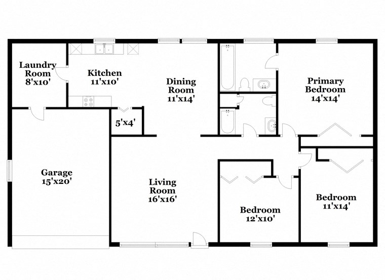 a floor plan of a house with bedrooms and a living room
