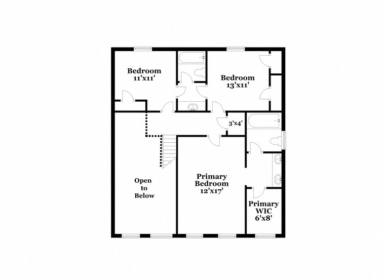 floor plan of a bedroom floor plan with a bathroom and a closet