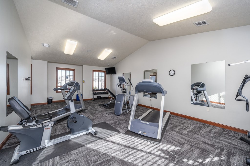 the gym with treadmills and other exercise equipment at the preserve at greatstone