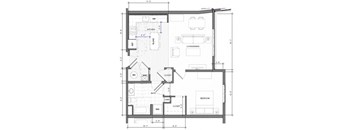 1BR D Floor Plan| Merc