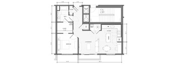 1BR Den Balcony Floor Plan| Merc