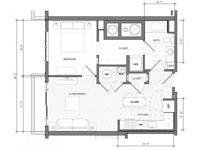 1BR H Balcony Floor Plan 1BR H Balcony Floor Plan| Merc