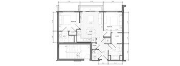 2BR B Balcony Floor Plan| Merc