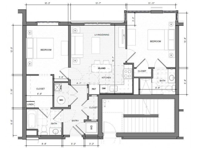 2BR-E1 Floor Plan 2BR-E1 Floor Plan| Merc