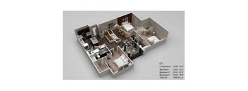 3 bed 2 bath Banjo Floor Plan at Village at Terra Bella Apartments, Florida, 34639