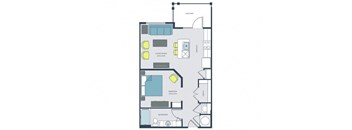 Studio 1 bath Adger Floor Plan |Wharf 7