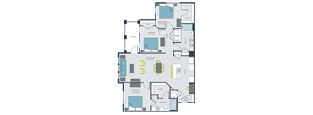 3 bed 2 bath Beresford Floor Plan |Wharf 7