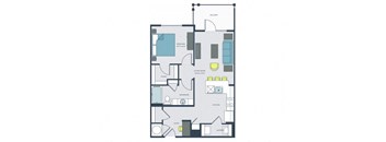 1 bed 1 bath Boyce Floor Plan |Wharf 7
