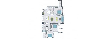 3 bed 2 bath Fazio Floor Plan |Wharf 7