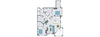 2 bed 2 bath Joe Floor Plan |Wharf 7