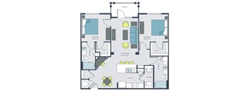 2 bed 2 bath Marshall Floor Plan |Wharf 7