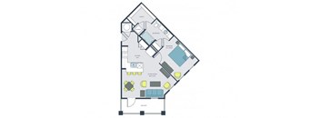 1 bed 1 bath Robbs Mill Floor Plan |Wharf 7