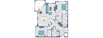 2 bed 2 bath Venning Floor Plan |Wharf 7