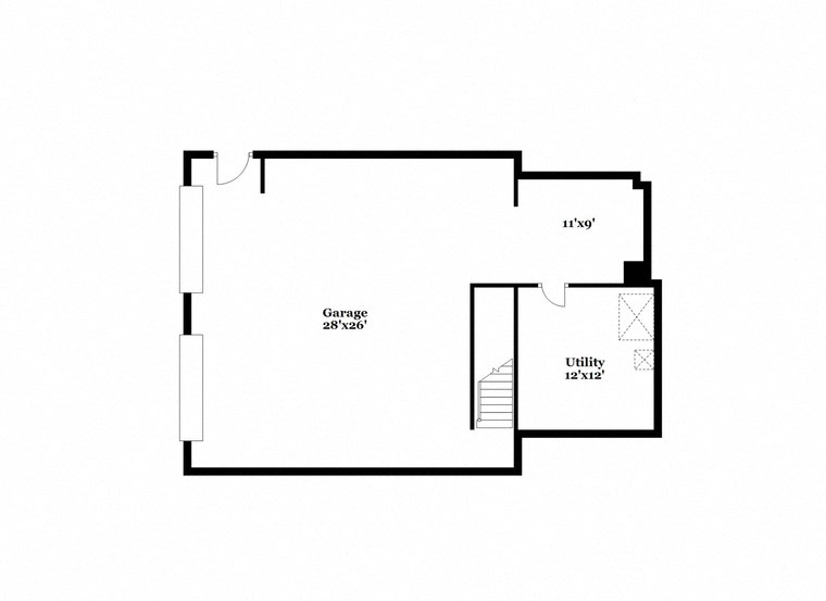 a floor plan of a house with a black and white floor
