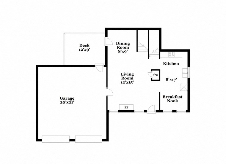 a floor plan of a house with a bedroom and a living room