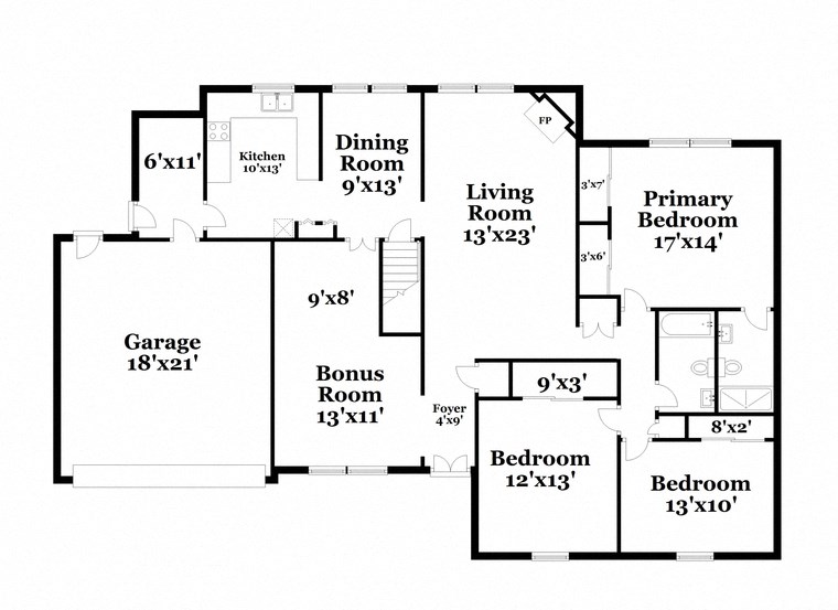 a floor plan of a house with bedrooms and a living room
