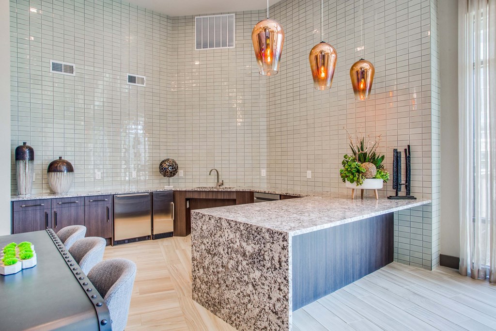 Westloop at the Diamond Interchange Irving TX  resident lounge with wet bar