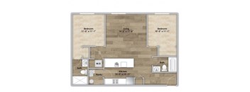 2 Bedroom - Second or Third Floor Style 201