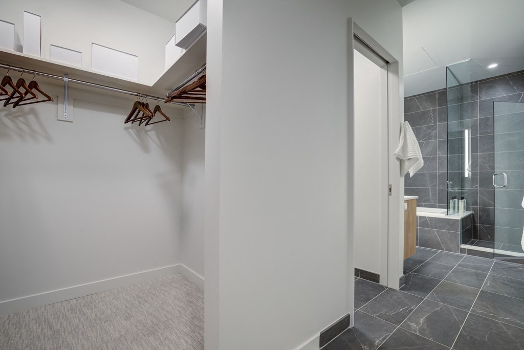 Model Closet and bathroom