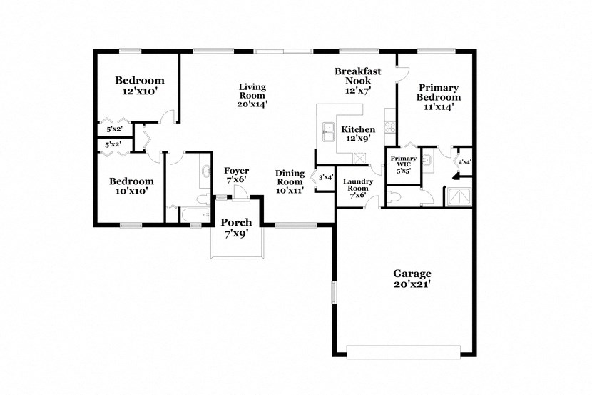 a floor plan of a house with a combination of bedrooms and baths