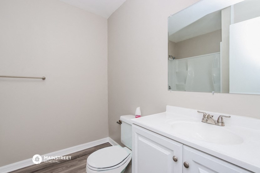 a bathroom with a sink and a mirror and a toilet