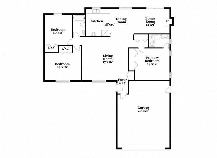 a floor plan of a house with a combination of bedrooms and a living room