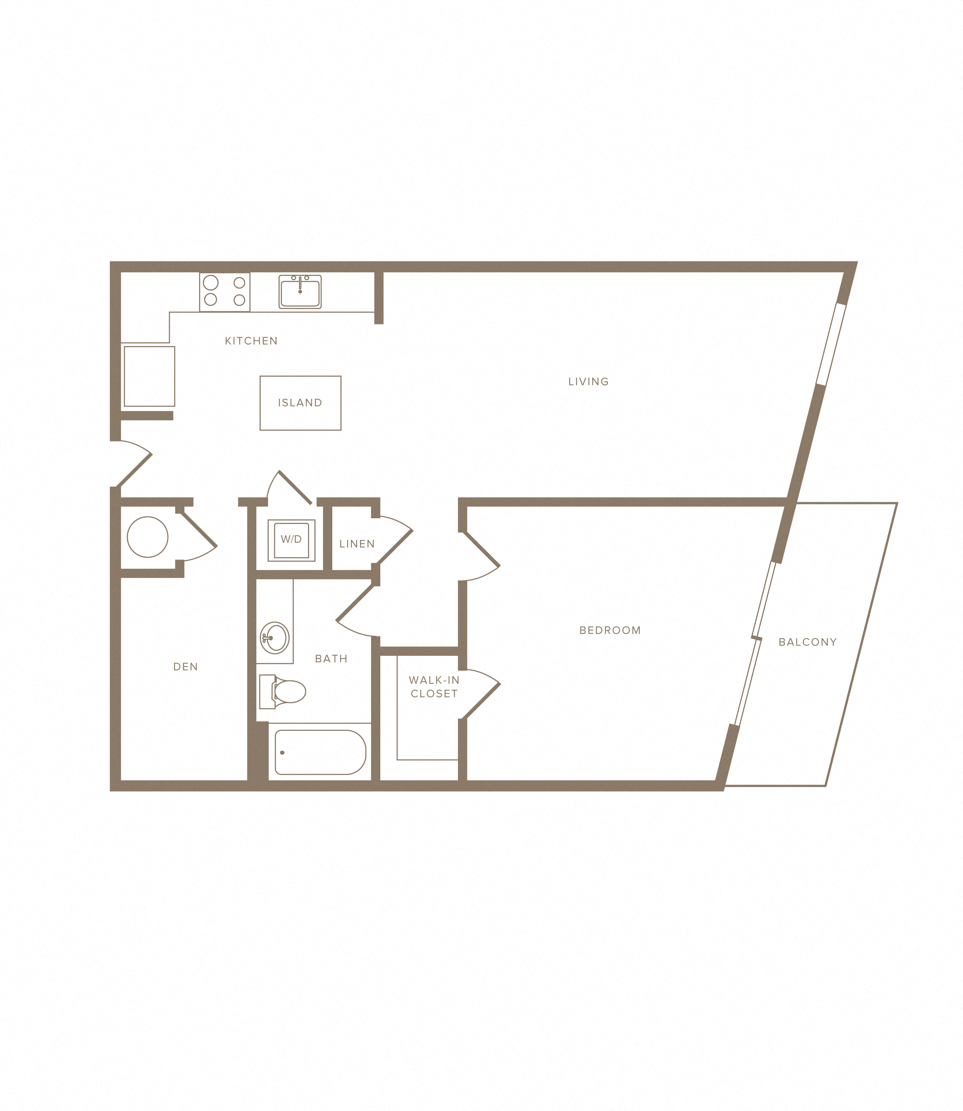 1 Bed/1 Bath Den-A12D