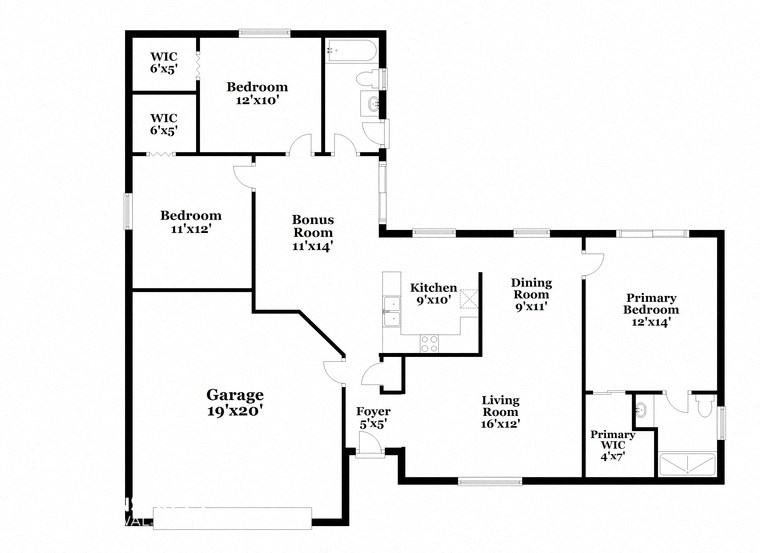 a floor plan of a house with two floors and a garage