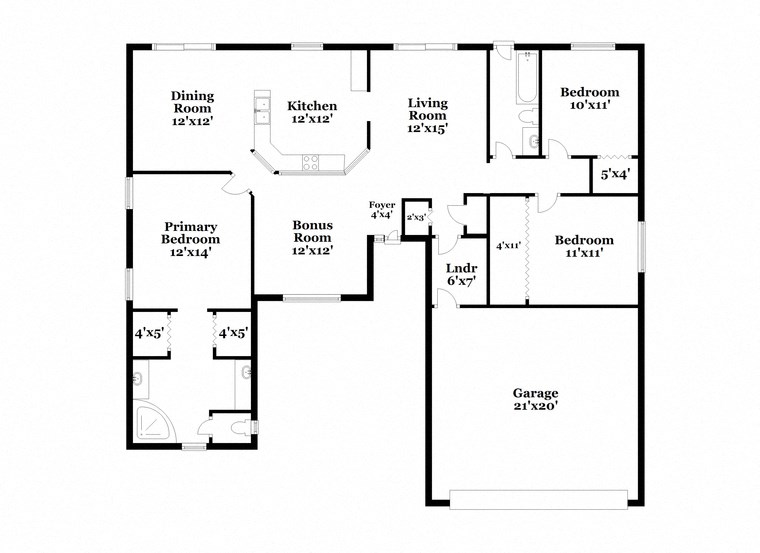 a floor plan of a house with a combination of bedrooms and a living room