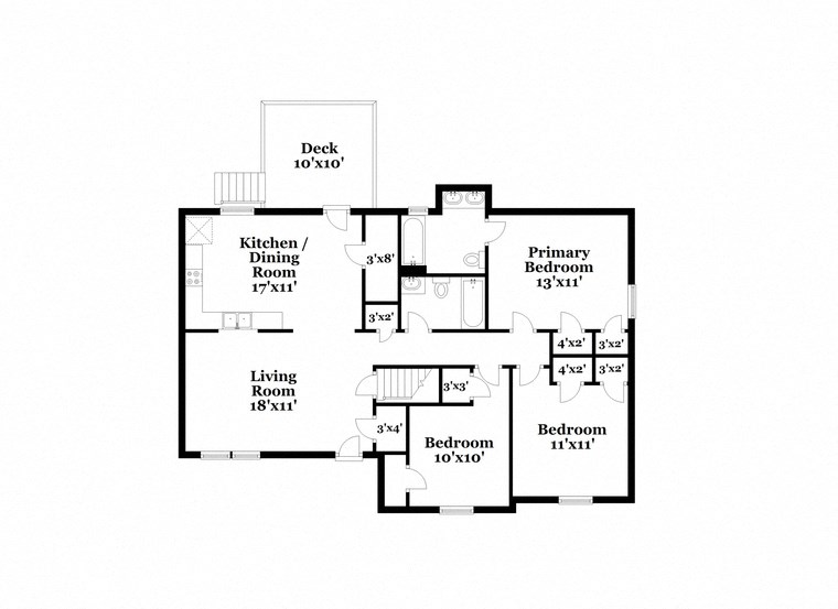 the upper level floor plan of the house with bedrooms and baths