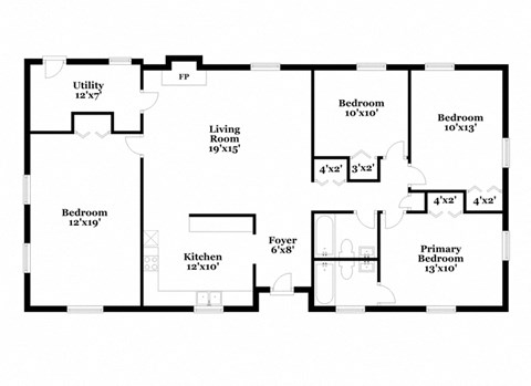 a floor plan of a house with a combination of bedrooms and baths