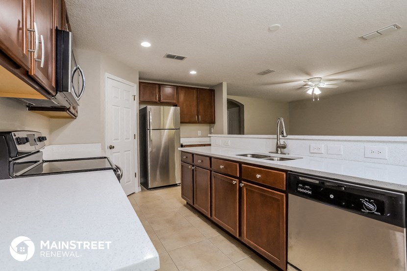 the kitchen is clean and ready to use with stainless steel appliances