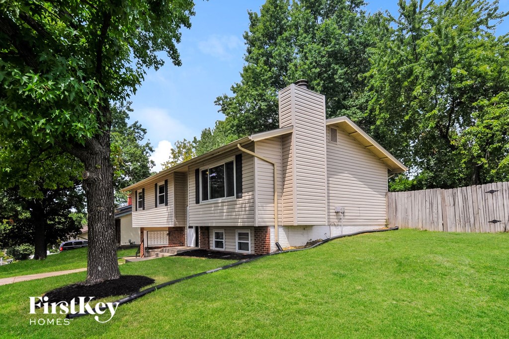 a house on a hill with a yard and a tree