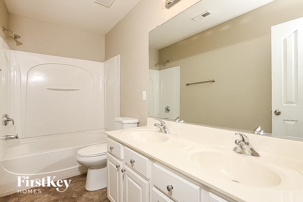 a bathroom with a sink and a toilet and a mirror