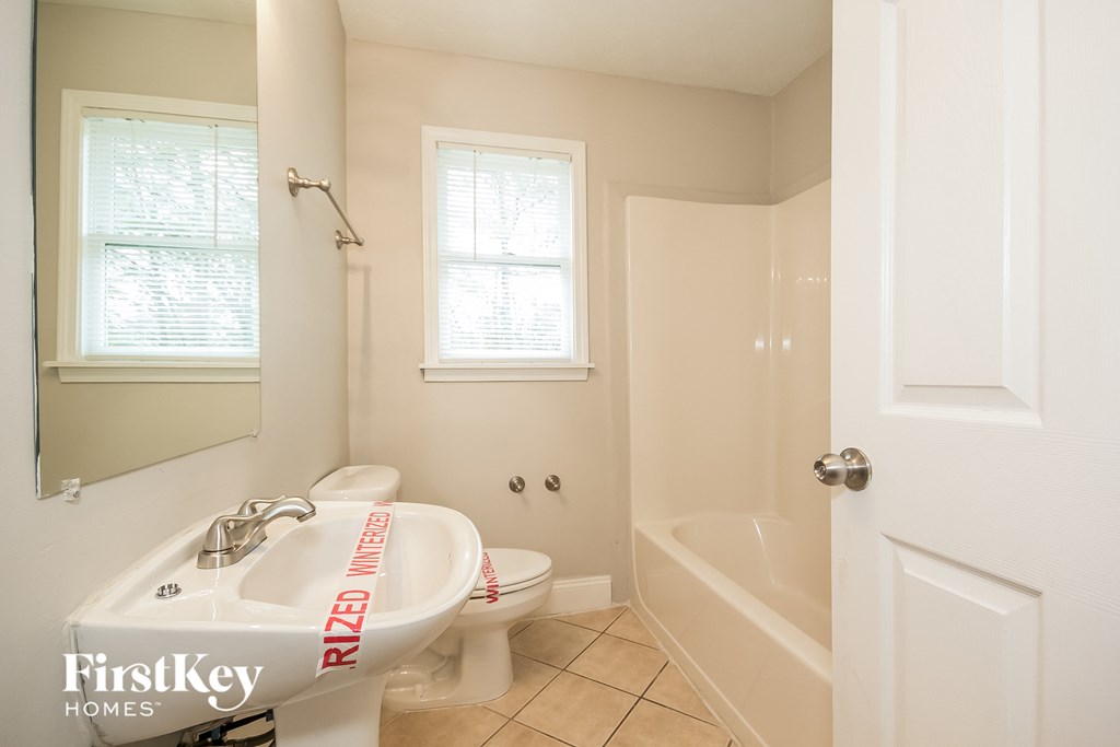 a bathroom with a sink and a toilet and a bath tub