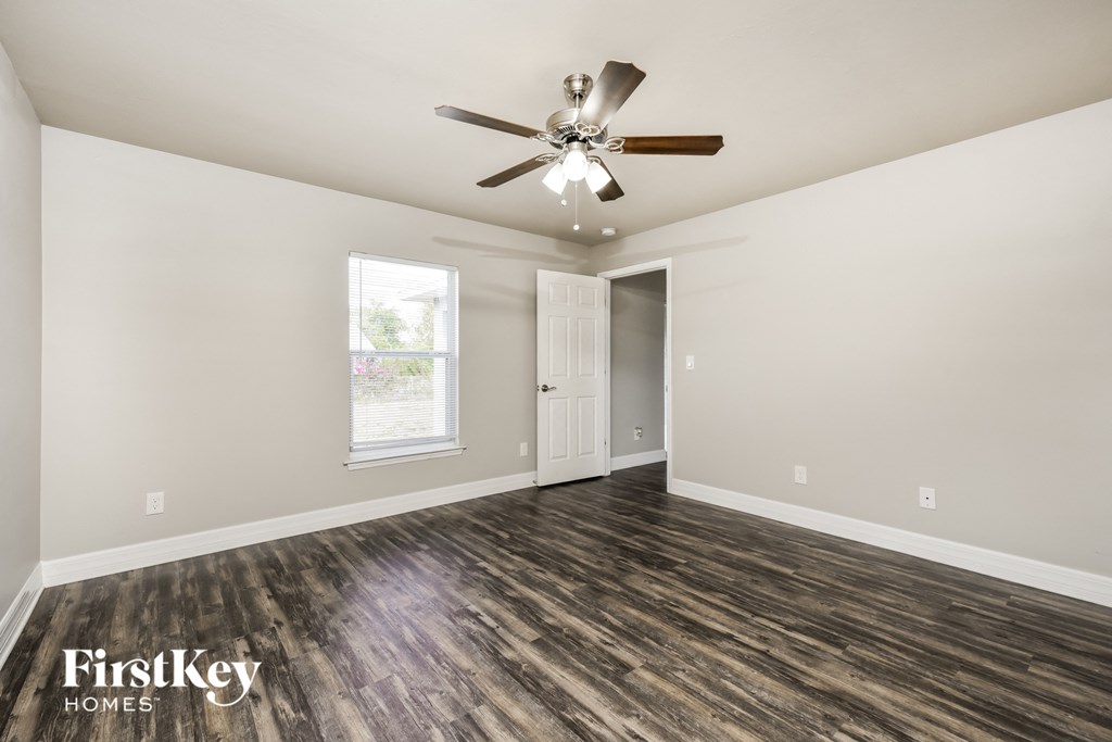 the living room is clean and ready to move in