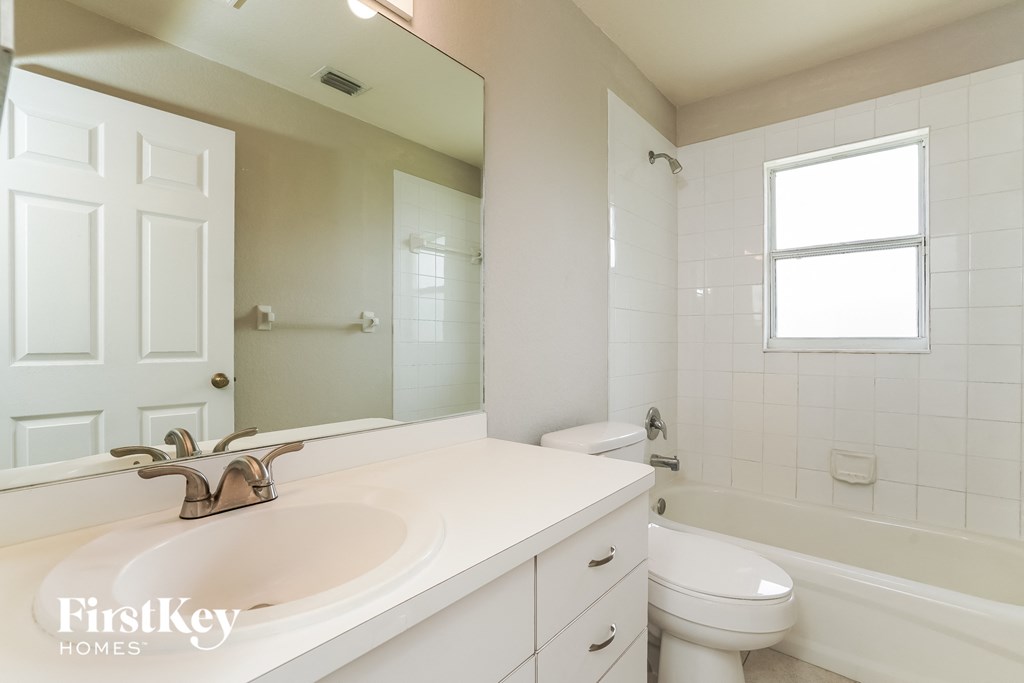 a bathroom with a sink and a toilet and a mirror