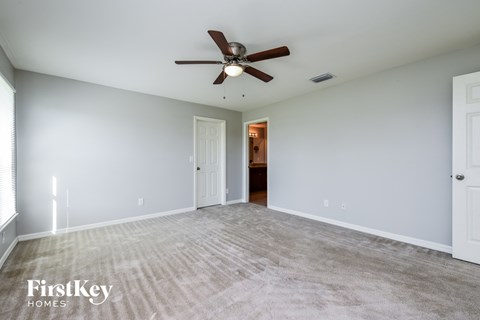 the living room is clean and ready to move in