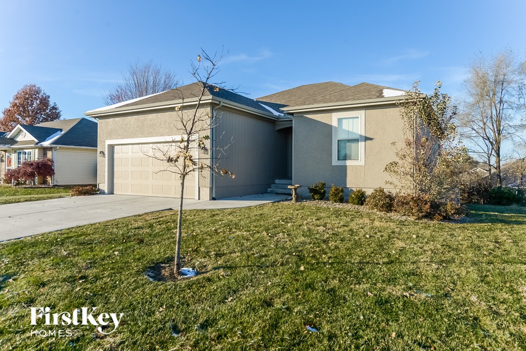 a home with a small tree in the front yard